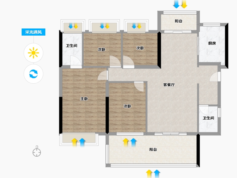 广东省-中山市-城光悦景-115.20-户型库-采光通风