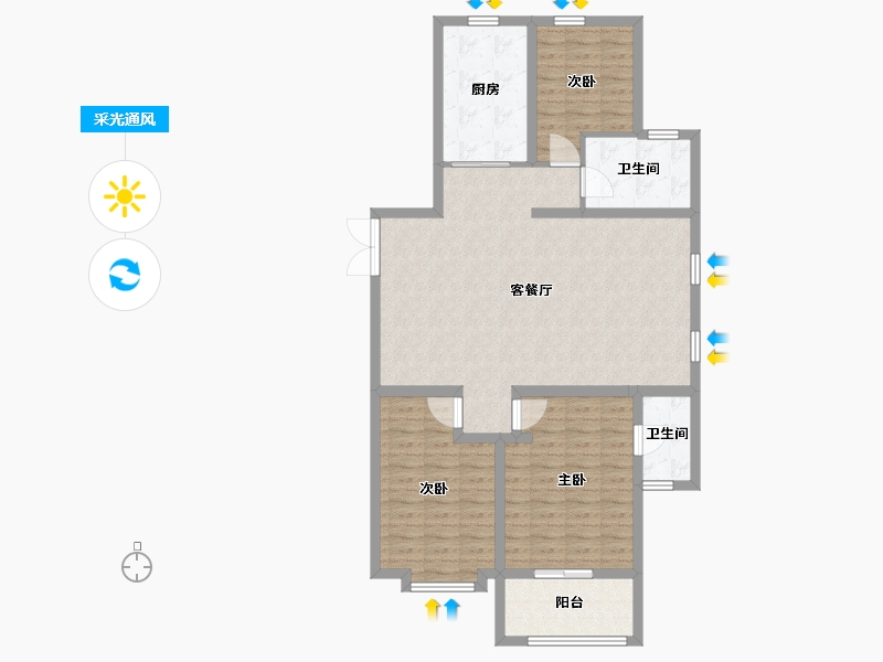 陕西省-西安市-嘉兴业源著-108.00-户型库-采光通风