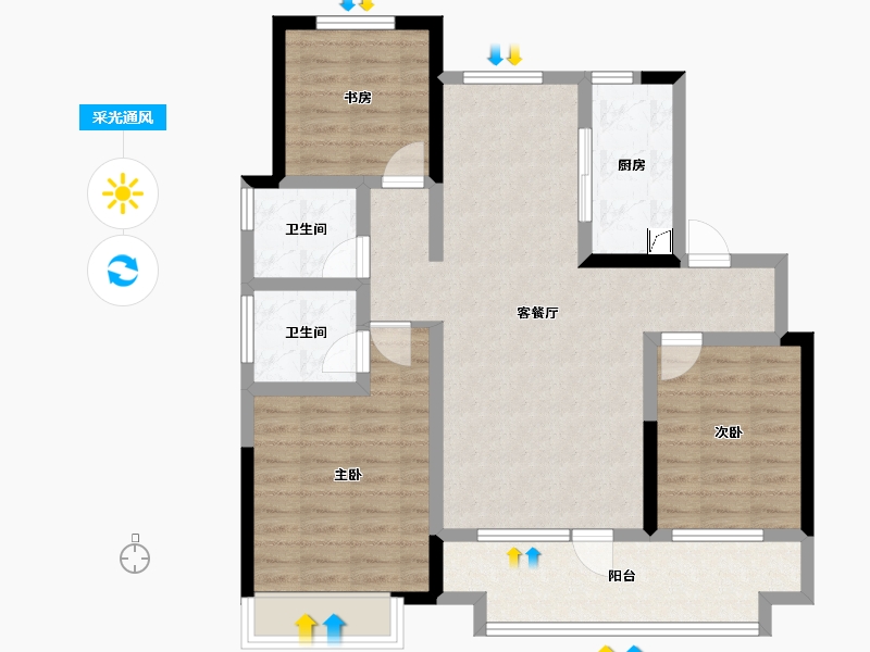 山东省-青岛市-玉兰璟园-89.45-户型库-采光通风