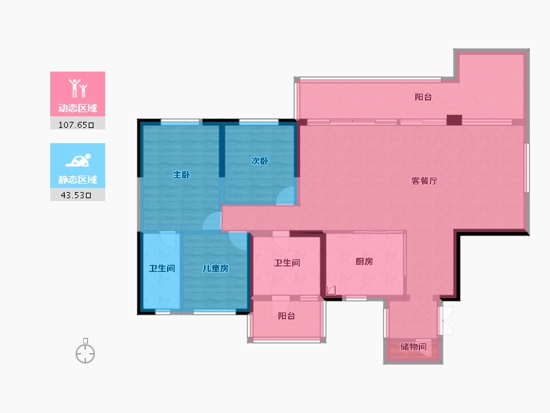 贵州省-贵阳市-中铁阅花溪-137.02-户型库-动静分区