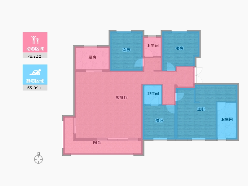 陕西省-西安市-金地·玖峯悦-129.57-户型库-动静分区