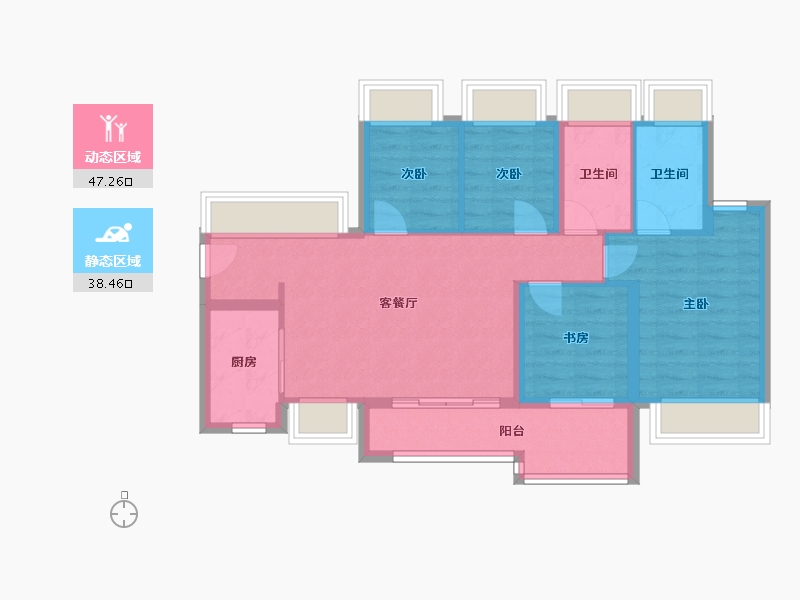 广东省-中山市-万科深业湾中新城-76.19-户型库-动静分区