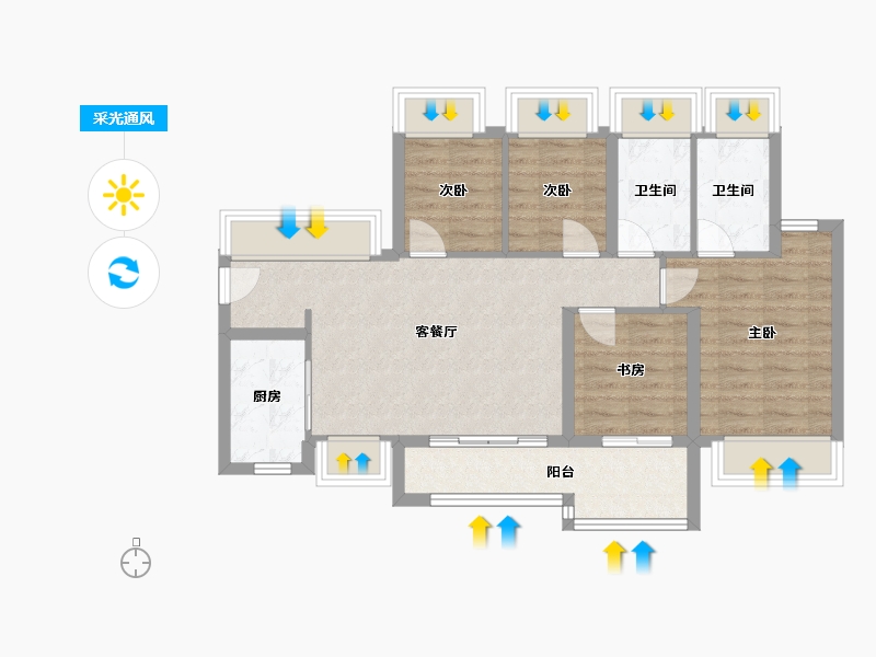 广东省-中山市-万科深业湾中新城-76.19-户型库-采光通风