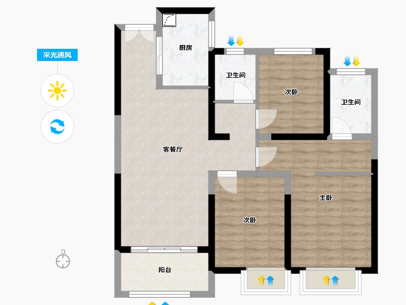 江苏省-徐州市-恒盛新城-84.00-户型库-采光通风