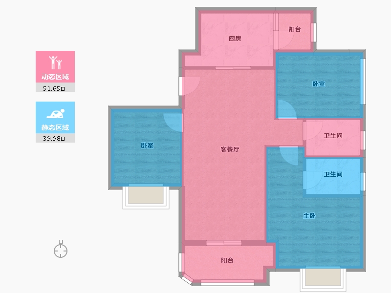 黑龙江省-鹤岗市-颐城栖湾里-82.62-户型库-动静分区