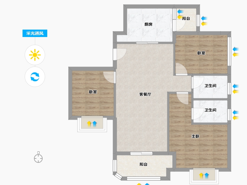 黑龙江省-鹤岗市-颐城栖湾里-82.62-户型库-采光通风