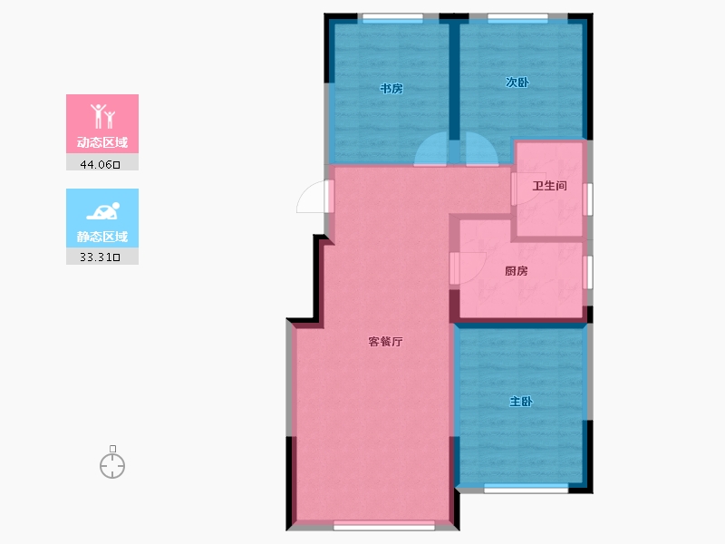 辽宁省-鞍山市-中南·学府壹号二期-69.09-户型库-动静分区