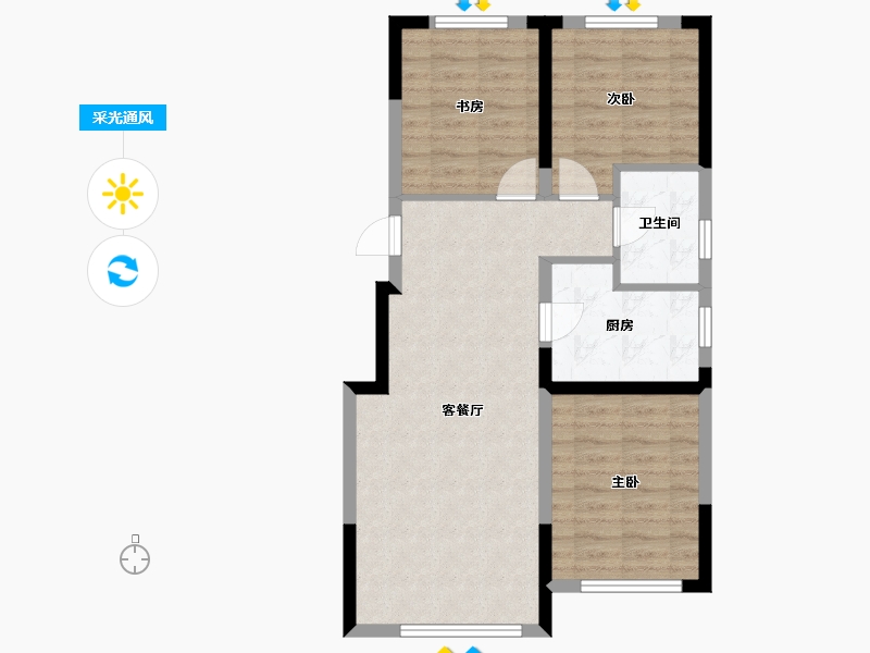 辽宁省-鞍山市-中南·学府壹号二期-69.09-户型库-采光通风