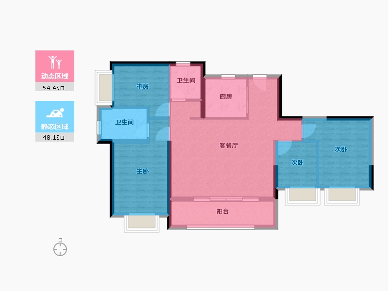 黑龙江省-鹤岗市-深国际万科颐城瑧湾悦-92.00-户型库-动静分区