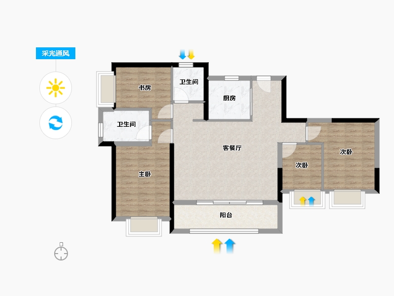 黑龙江省-鹤岗市-深国际万科颐城瑧湾悦-92.00-户型库-采光通风