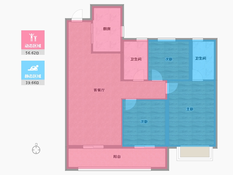 陕西省-西安市-泷悦长安-86.40-户型库-动静分区