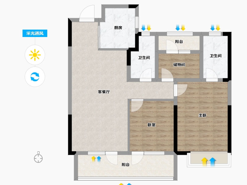 山东省-青岛市-青铁·封华地-94.40-户型库-采光通风