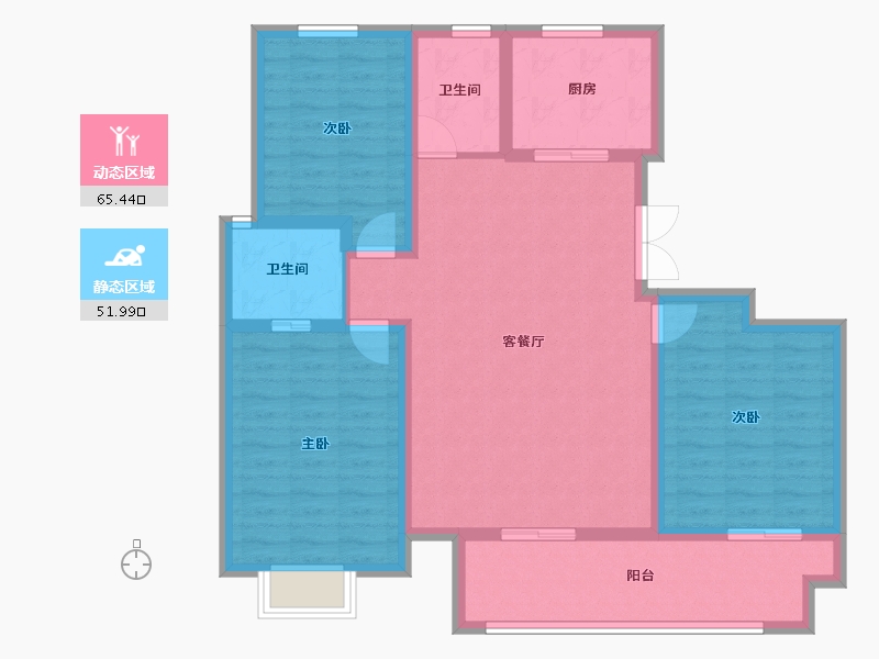 陕西省-西安市-嘉兴业源著-105.60-户型库-动静分区