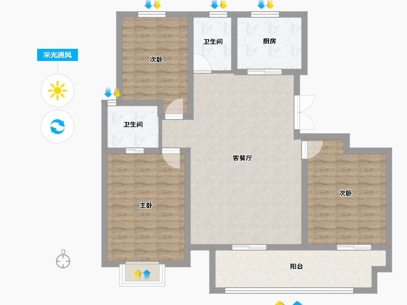 陕西省-西安市-嘉兴业源著-105.60-户型库-采光通风