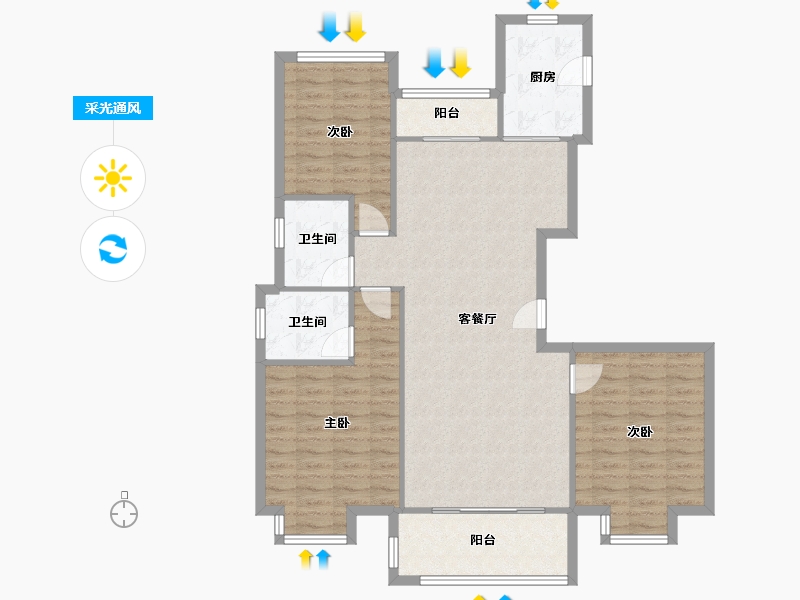 湖北省-黄石市-瑞苑小区-108.35-户型库-采光通风