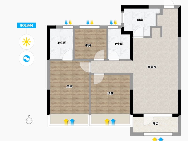 山东省-青岛市-华新园·观筑-78.00-户型库-采光通风