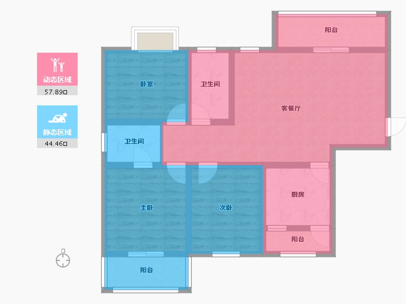 陕西省-西安市-景祥·君悦-89.92-户型库-动静分区