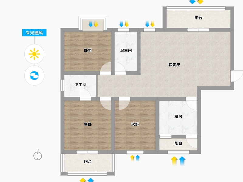 陕西省-西安市-景祥·君悦-89.92-户型库-采光通风