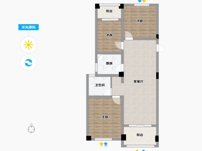 浙江省-金华市-五星壹號-84.82-户型库-采光通风