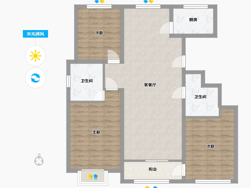 内蒙古自治区-乌海市-京海城-114.00-户型库-采光通风