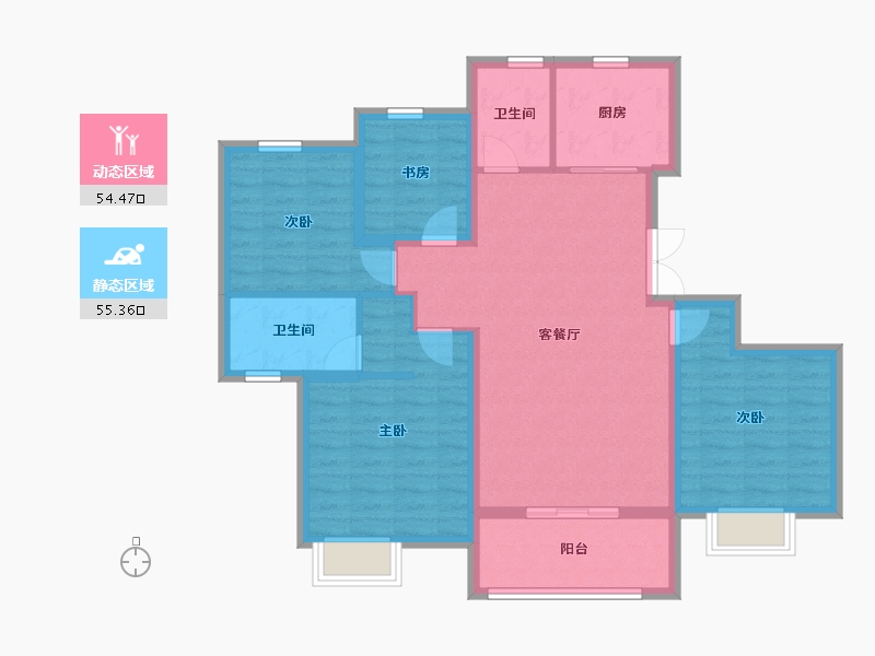 陕西省-西安市-嘉兴业源著-98.39-户型库-动静分区