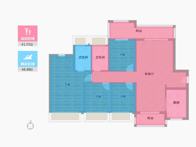 广东省-中山市-万科深业湾中新城-98.40-户型库-动静分区