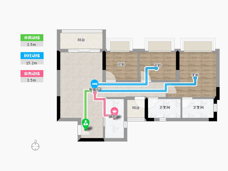 重庆-重庆市-电建清韵阶庭-66.79-户型库-动静线