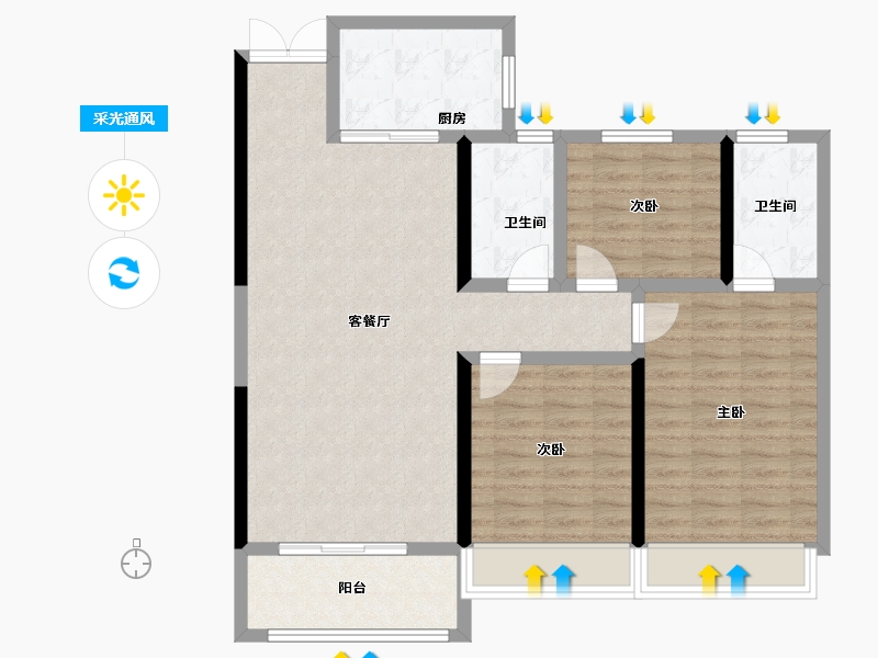 山西省-长治市-德风郡府-96.32-户型库-采光通风