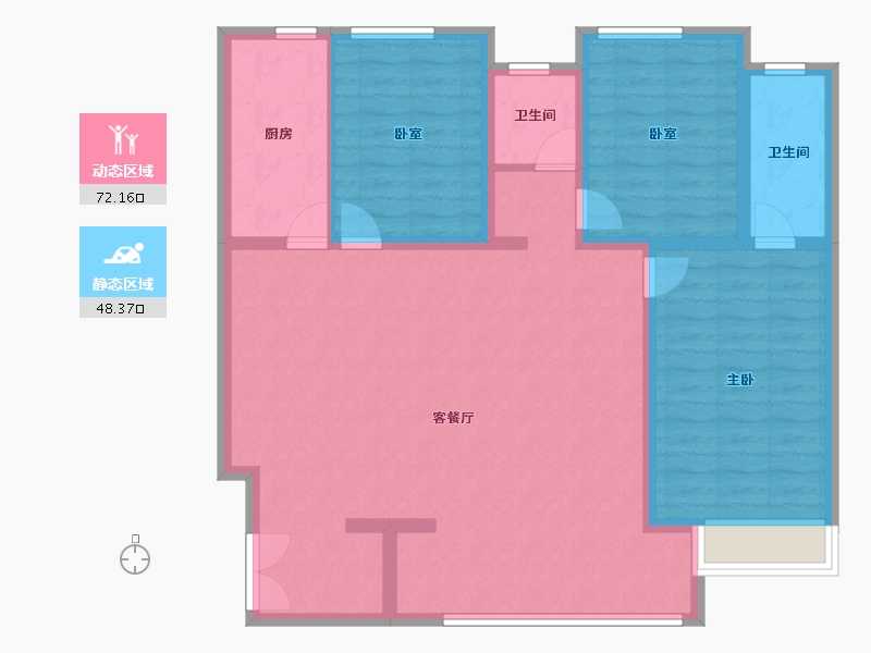 陕西省-西安市-朱雀·渼陂熙园-108.80-户型库-动静分区