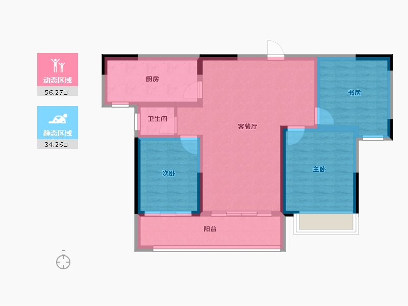 陕西省-榆林市-泰发祥云筑-80.81-户型库-动静分区