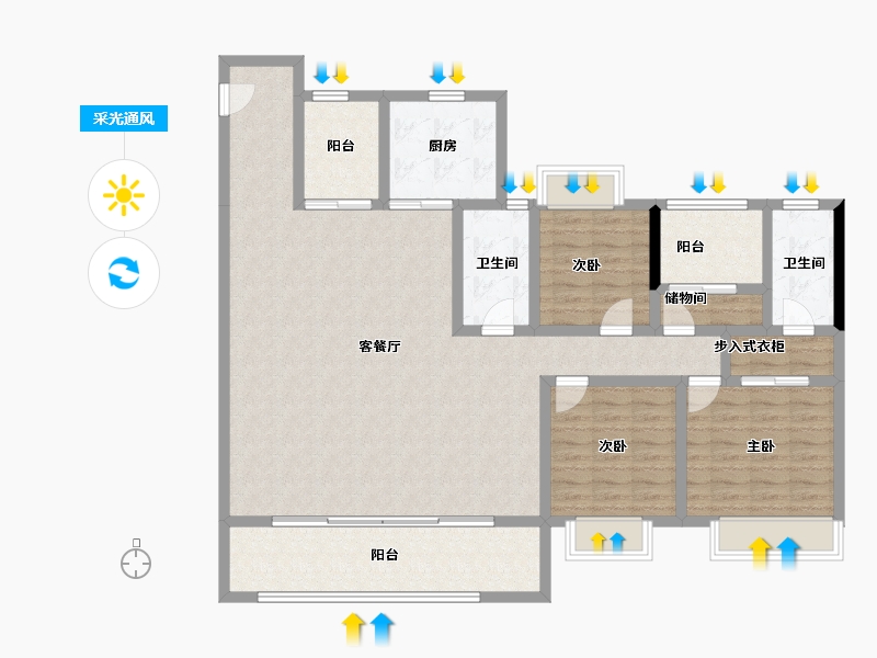 湖南省-长沙市-金地都会风华-136.35-户型库-采光通风