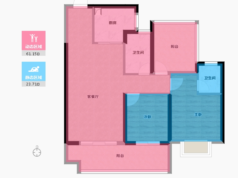 贵州省-贵阳市-贵阳天阶万达广场-75.37-户型库-动静分区