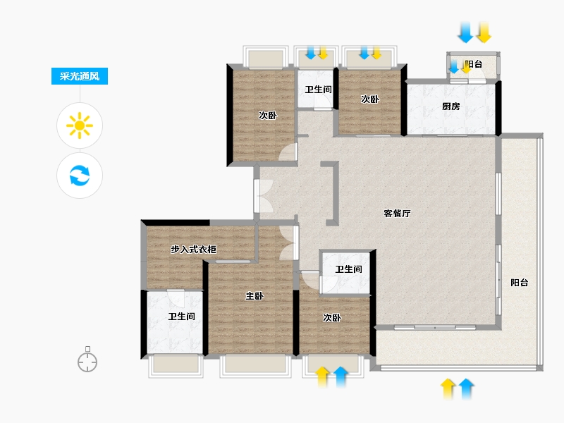 广东省-中山市-万科深业湾中新城-181.60-户型库-采光通风