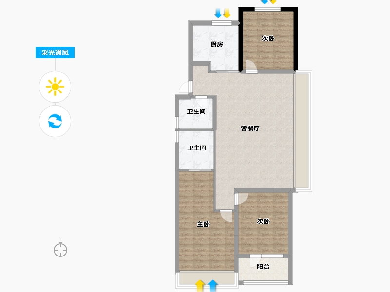 山东省-青岛市-华新园·观筑-94.00-户型库-采光通风