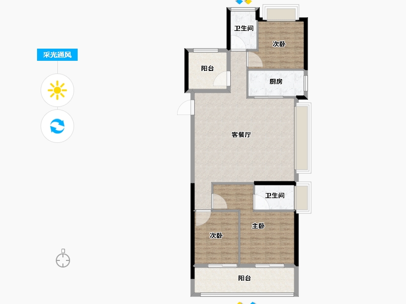 湖南省-长沙市-金地峯范-111.01-户型库-采光通风