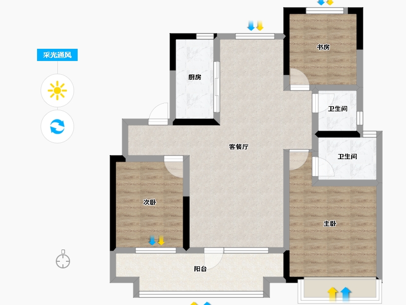 山东省-青岛市-玉兰璟园-89.96-户型库-采光通风