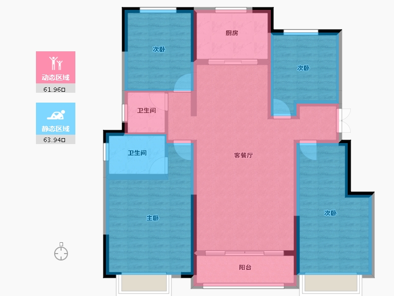 陕西省-榆林市-泰发祥云筑-112.81-户型库-动静分区