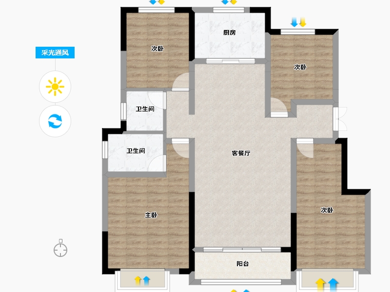 陕西省-榆林市-泰发祥云筑-112.81-户型库-采光通风