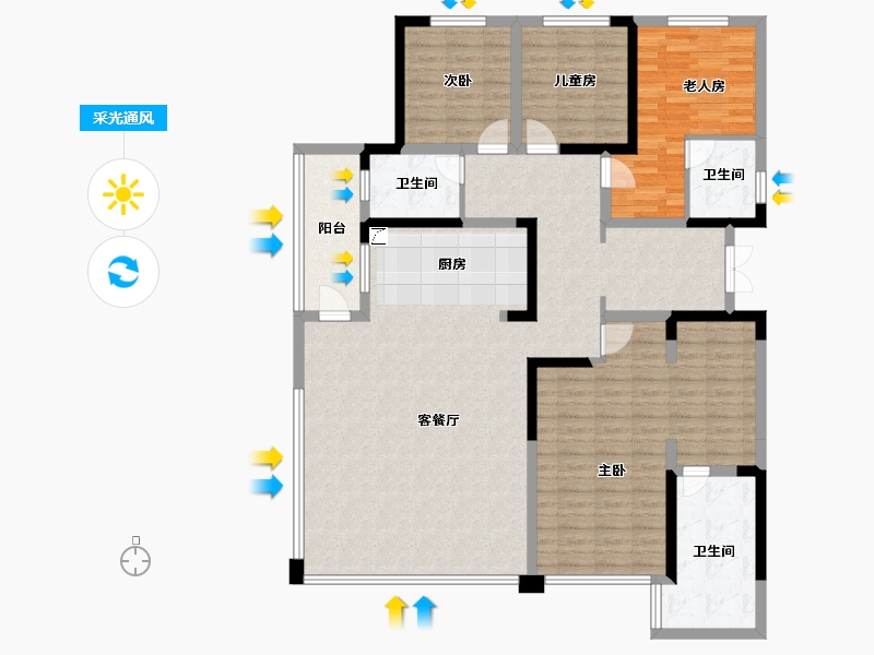 贵州省-贵阳市-中铁阅花溪-146.85-户型库-采光通风