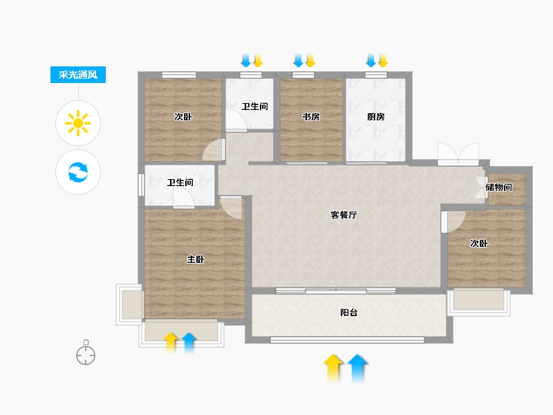 陕西省-西安市-泷悦长安-114.40-户型库-采光通风