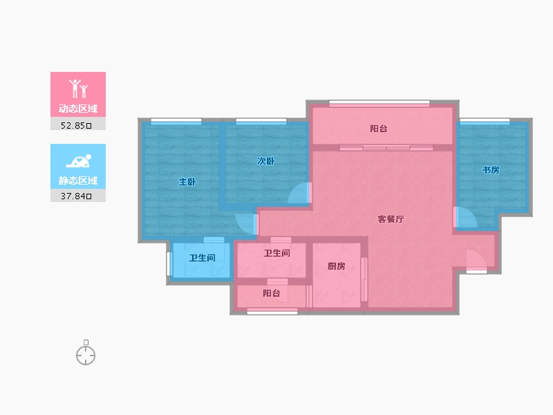 重庆-重庆市-金辉云缦长滩-79.35-户型库-动静分区