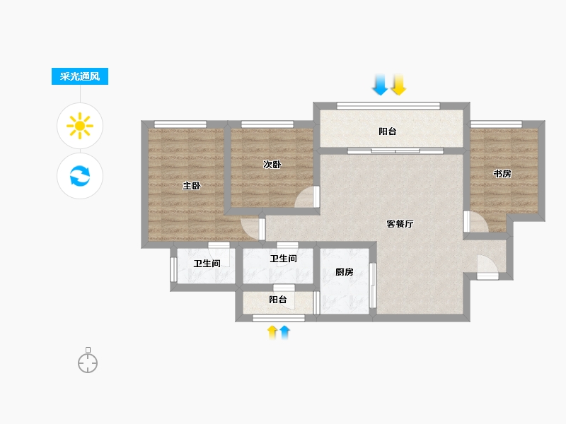 重庆-重庆市-金辉云缦长滩-79.35-户型库-采光通风