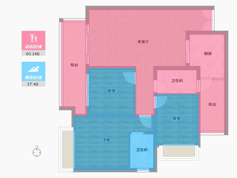 重庆-重庆市-高科江澜-86.81-户型库-动静分区