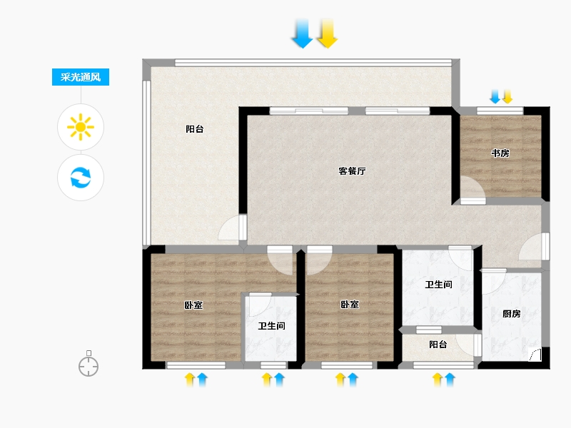 贵州省-贵阳市-广大城耀莱华府-99.78-户型库-采光通风