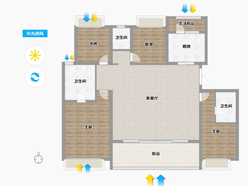 重庆-重庆市-保利天珺-158.49-户型库-采光通风