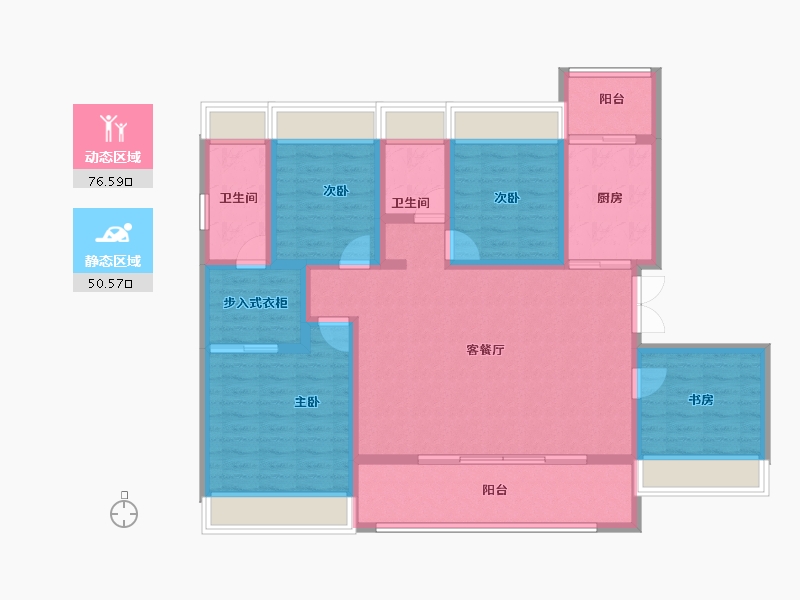 重庆-重庆市-科学城凤玺台-113.51-户型库-动静分区