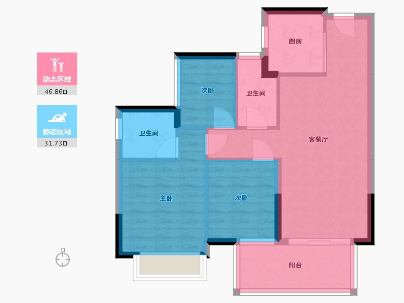 广西壮族自治区-南宁市-龙光玖悦府-70.20-户型库-动静分区