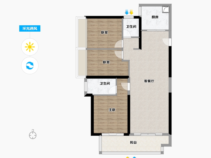 河南省-郑州市-美盛·教育港湾-98.35-户型库-采光通风