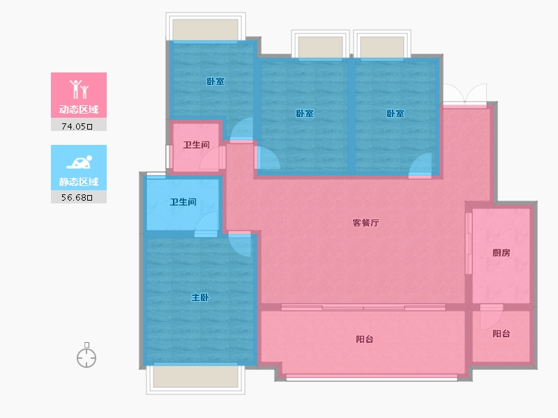 重庆-重庆市-高科江澜-117.05-户型库-动静分区