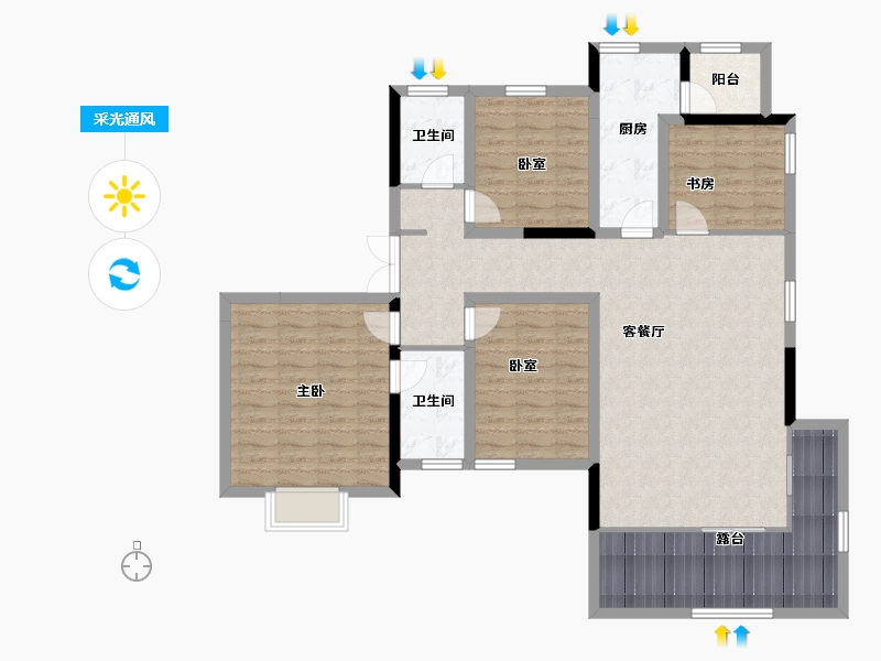 四川省-成都市-兴城人居海棠林语-121.55-户型库-采光通风